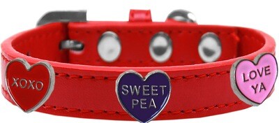 Conversation Hearts Widget Dog Collar - Red