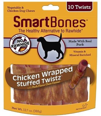 SmartBones Stuffed Twistz Vegetable and Chicken Wrapped Pork Rawhide Free Dog Chew