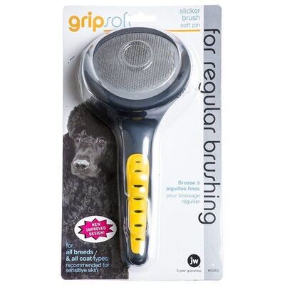 JW Gripsoft Soft Pin Slicker Brush For Dogs