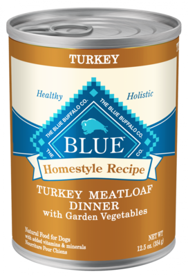 Blue Buffalo Homestyle Recipe Turkey Meatloaf Dinner With Carrots And Sweet Potatoes Canned Dog Food 12.5-oz, case of 12