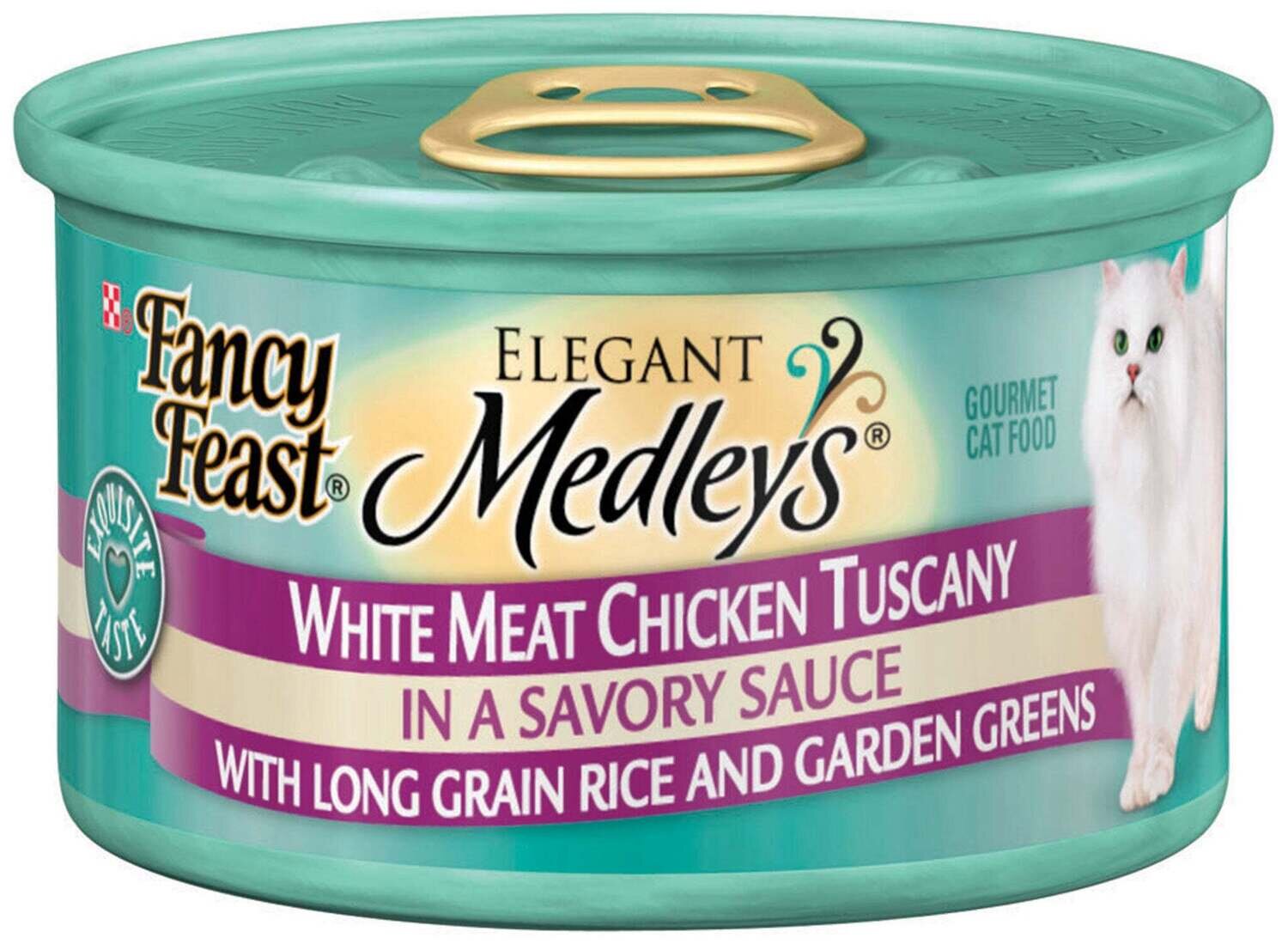 Fancy Feast Elegant Medleys White Meat Chicken Tuscany Canned Cat Food 3-oz, case of 24
