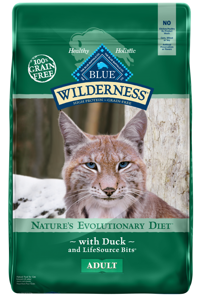 Blue Buffalo Wilderness Grain Free Natural Duck High Protein Recipe Dry Cat Food 11-lb