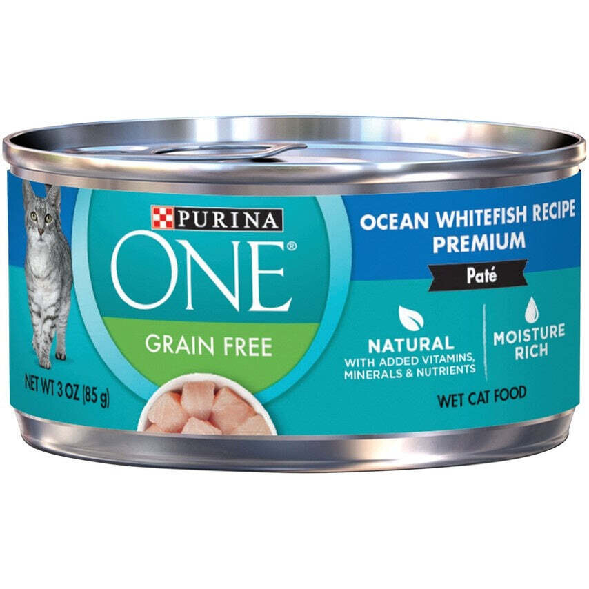 Purina ONE Grain Free Premium Pate Whitefish Canned Cat Food 3-oz, case of 24