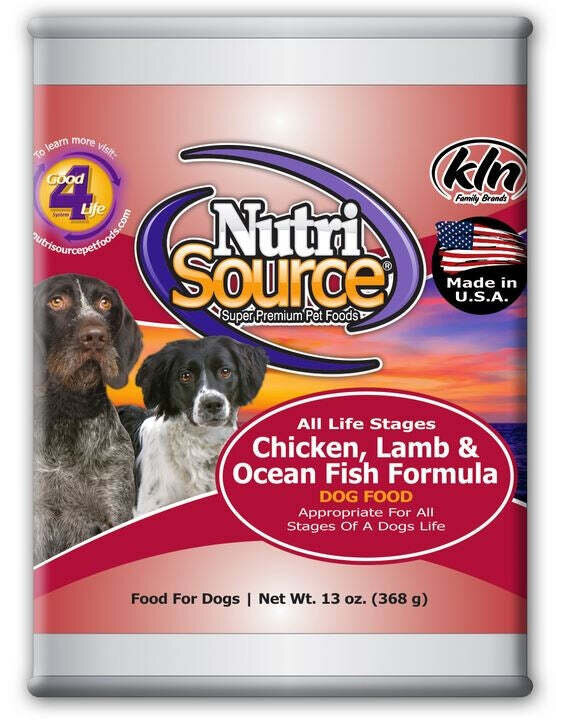 NutriSource Adult Chicken, Lamb & Ocean Fish Canned Dog Food 13-oz, case of 12