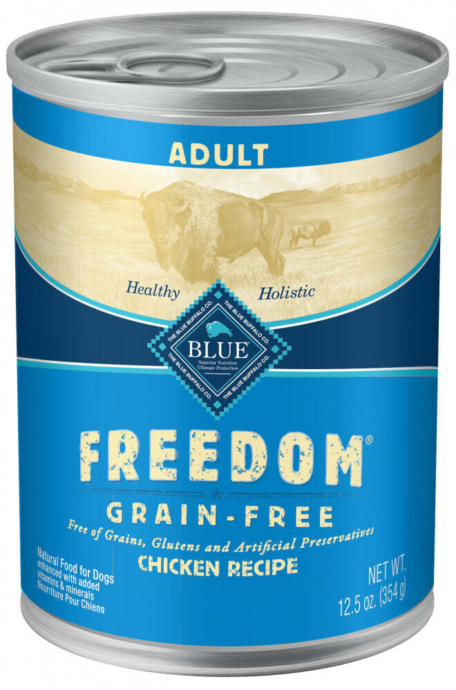 Blue Buffalo Freedom Grain Free Chicken Recipe Adult Canned Dog Food 12.5-oz, case of 12