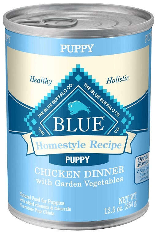 Blue Buffalo Homestyle Puppy Chicken Dinner with Garden Vegetables and Brown Rice Recipe Canned Dog Food 12.5-oz, case of 12
