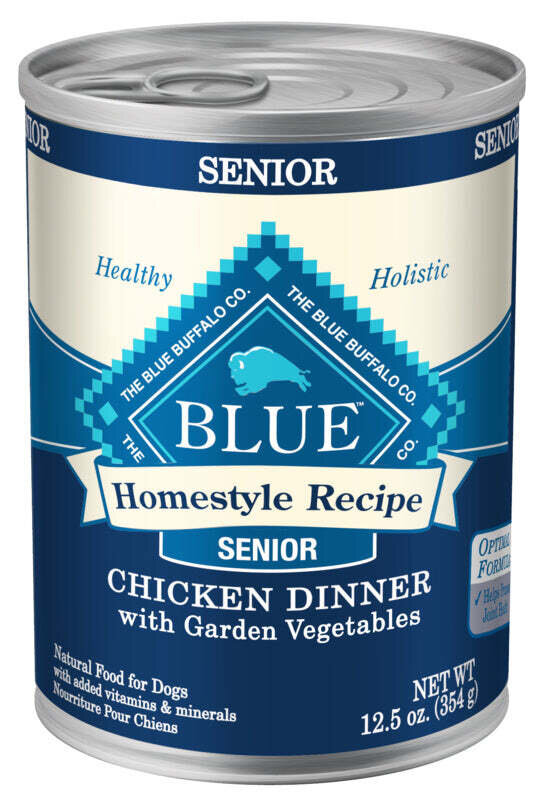 Blue Buffalo Homestyle Senior Dinner Chicken with Garden Vegetables & Brown Rice Canned Dog Food 12.5-oz, case of 12