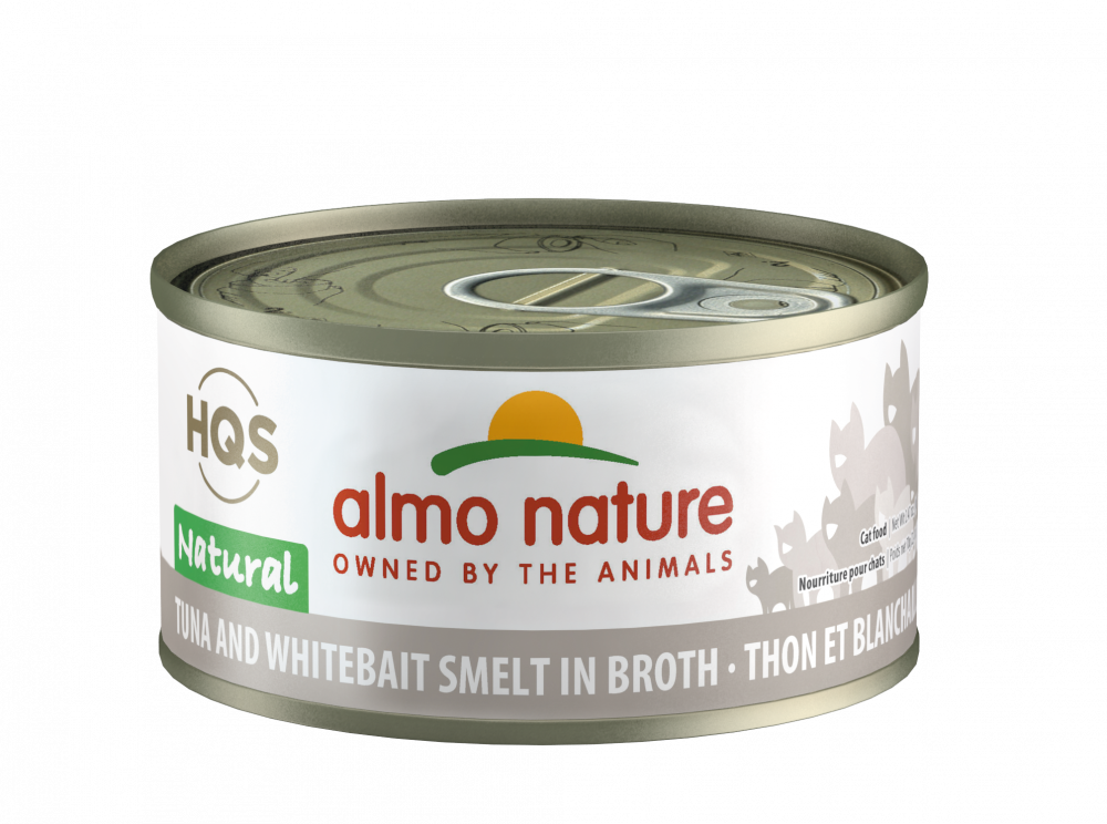 Almo Nature HQS Natural Cat Grain Free Tuna and White Bait Smelt Canned Cat Food 2.47-oz, case of 24