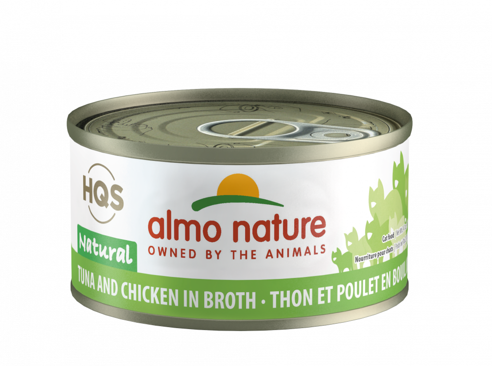 Almo Nature HQS Natural Cat Grain Free Tuna and Chicken Canned Cat Food 2.47-oz, case of 24