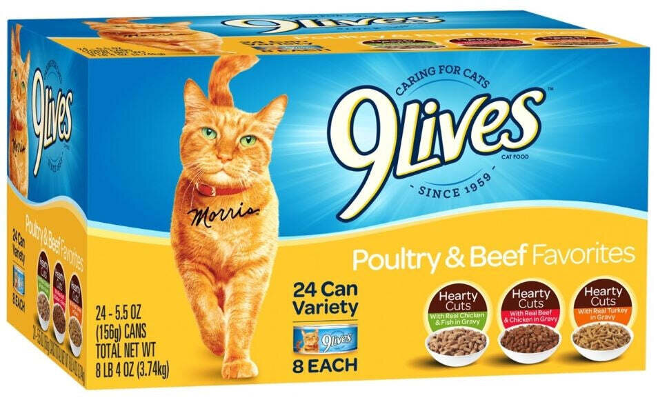 9 Lives Poultry and Beef Favorites Variety Pack Canned Cat Food 5.5-oz, case of 24