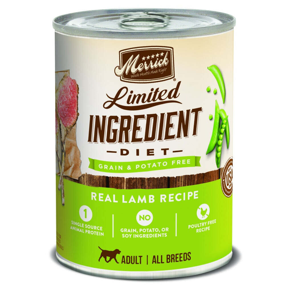 Merrick Limited Ingredient Diet Real Lamb Recipe Canned Dog Food 12.7-oz, case of 12