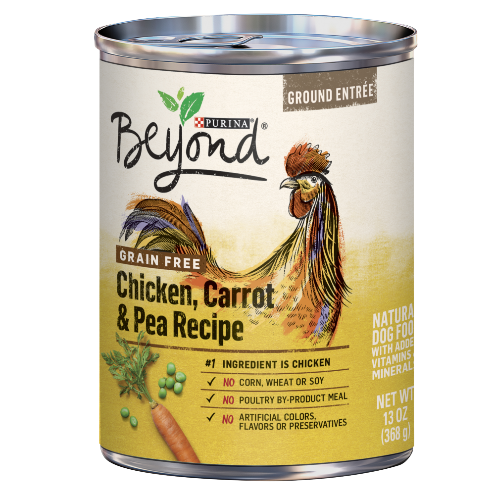 Purina Beyond Ground Entree Grain Free Chicken, Carrot, and Pea Recipe Canned Dog Food 13-oz, case of 12