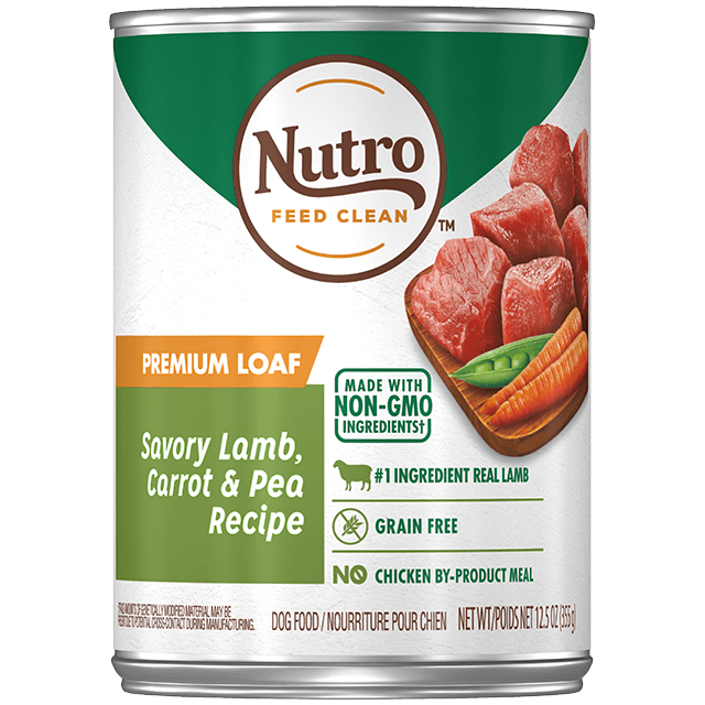 Nutro Premium Loaf Grain Free Savory Lamb, Carrot & Pea Adult Canned Dog Food 12.5-oz, case of 12