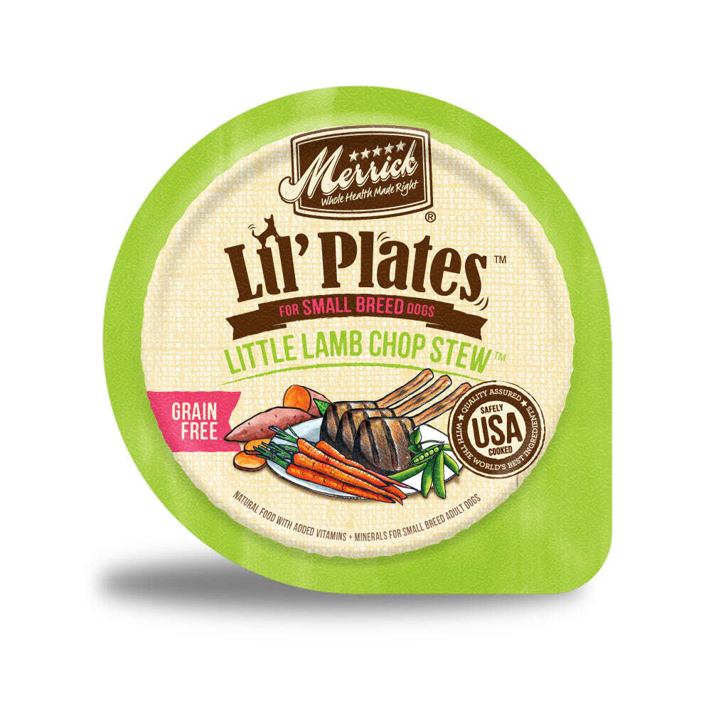 Merrick Lil' Plates Adult Small Breed Grain Free Little Lamb Chop Stew Canned Dog Food 3.5-oz, case of 12