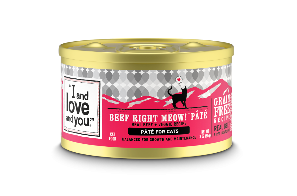 I and Love and You Grain Free Beef, Right Meow! Pate Canned Cat Food 3-oz, case of 24