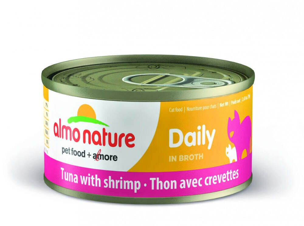 Almo Nature Daily Grain Free Tuna with Shrimp Canned Cat Food 2.47-oz, case of 24