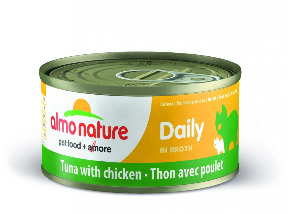 Almo Nature Daily Grain Free Tuna with Chicken Canned Cat Food 2.47-oz, case of 24