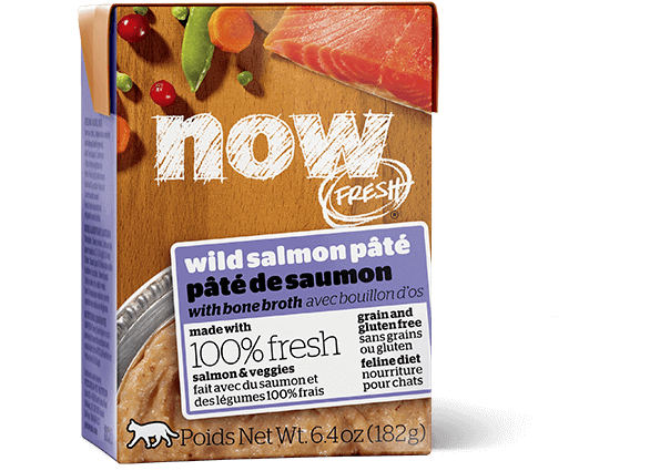 Petcurean Now! Fresh Grain Free Wild Salmon Pate with Bone Broth Wet Cat Food 6.4-oz, case of 24