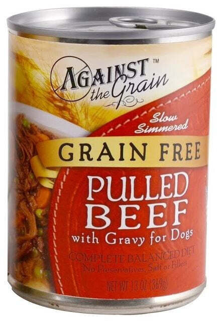 Against the Grain Pulled Beef with Gravy Canned Dog Food 13-oz, case of 12