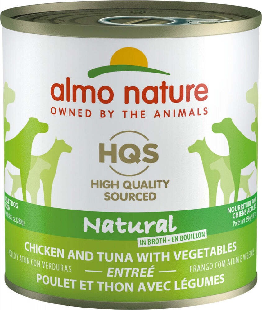 Almo Nature HQS Natural Dog Grain Free Additive Free Chicken & Tuna Canned Dog Food 9.87-oz, case of 12