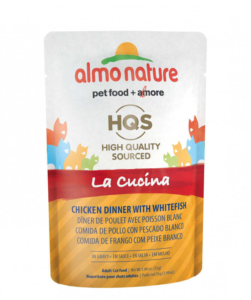 Almo Nature HQS La Cucina Cat Grain Free Chicken with Whitefish Wet Cat Food 1.94-oz, case of 24