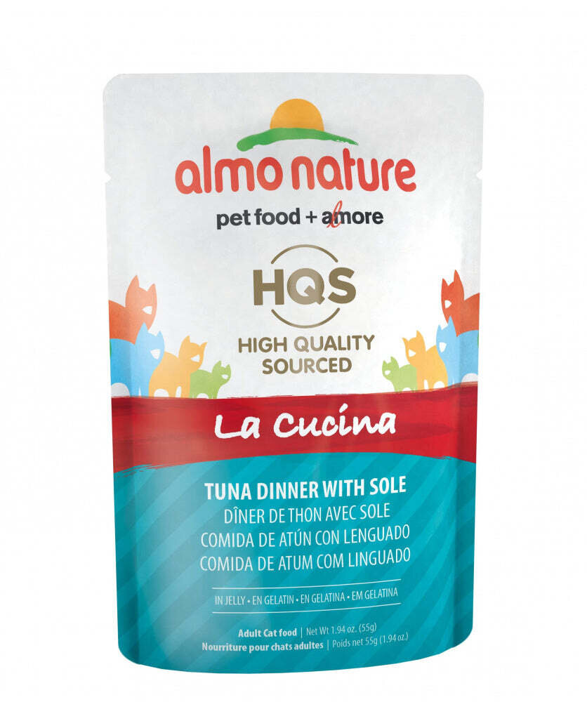 Almo Nature HQS La Cucina Cat Grain Free Tuna with Sole Wet Cat Food 1.94-oz, case of 24