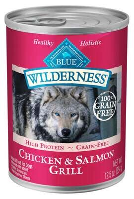 Blue Buffalo Wilderness Grain Free Salmon & Chicken Grill Canned Dog Food 12.5-oz, case of 12