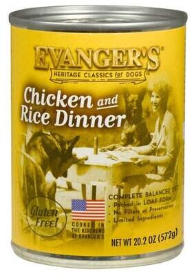 Evangers Classic Chicken and Rice Dinner Canned Dog Food 13-oz, case of 12