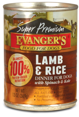 Evangers Super Premium Lamb and Rice Canned Dog Food 13-oz, case of 12