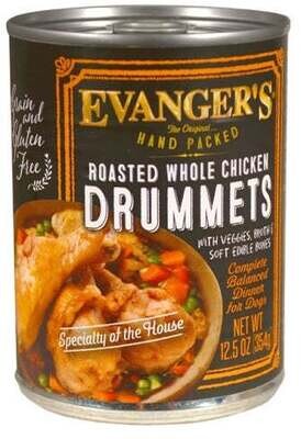 Evangers Super Premium Hand Packed Roasted Chicken Drumett Canned Dog Food 12-oz, case of 12