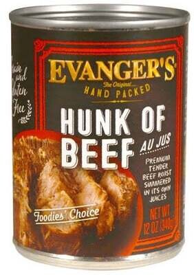 Evangers Hand Packed Hunk of Beef Canned Dog Food 13-oz, case of 12