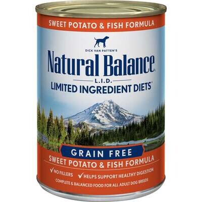 Natural Balance L.I.D. Limited Ingredient Diets Fish and Sweet Potato Canned Dog Food 13-oz, case of 12