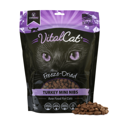 Vital Essentials Grain Free Turkey Mini Nibs Freeze Dried Raw Food for Cats 12-oz