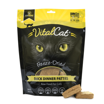 Vital Essentials Grain Free Duck Mini Patties Freeze Dried Raw Food for Cats 8-oz