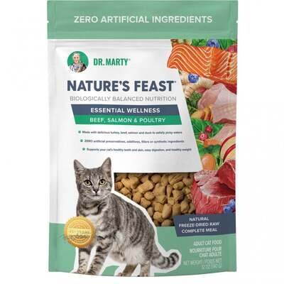 Dr. Marty Nature's Feast Essential Wellness Beef, Salmon and Poultry Freeze Dried Raw Cat Food