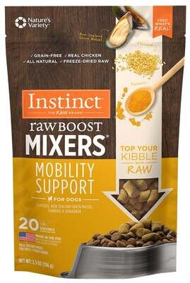 Instinct Grain Free Freeze Dried Raw Boost Mixers Mobility Support Recipe Dog Food Topper 5.5-oz