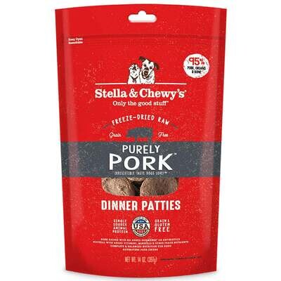 Stella & Chewy's Purely Pork Grain Free Dinner Patties Freeze Dried Raw Dog Food 14-oz