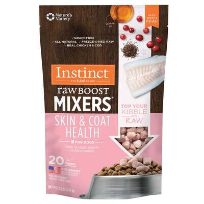 Instinct Raw Boost Mixers Grain Free Skin & Coat Health Freeze Dried Raw Dog Food Topper 5.5-oz