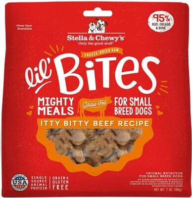 Stella & Chewy's Lil' Bites Itty Bitty Beef Recipe Freeze Dried Raw Small Breed Dog Food 7-oz