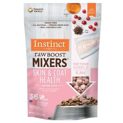 Instinct Raw Boost Mixers Grain Free Skin & Coat Health Freeze Dried Raw Cat Food Topper 5.5-oz