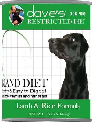Dave's Restricted Diet Bland Lamb & Rice Canned Dog Food 13.2-oz, case of 12