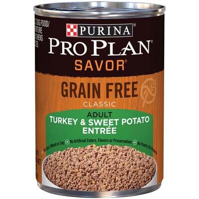 Purina Pro Plan Savor Grain Free Classic Adult Turkey & Sweet Potato Entree Canned Dog Food 13-oz, case of 12