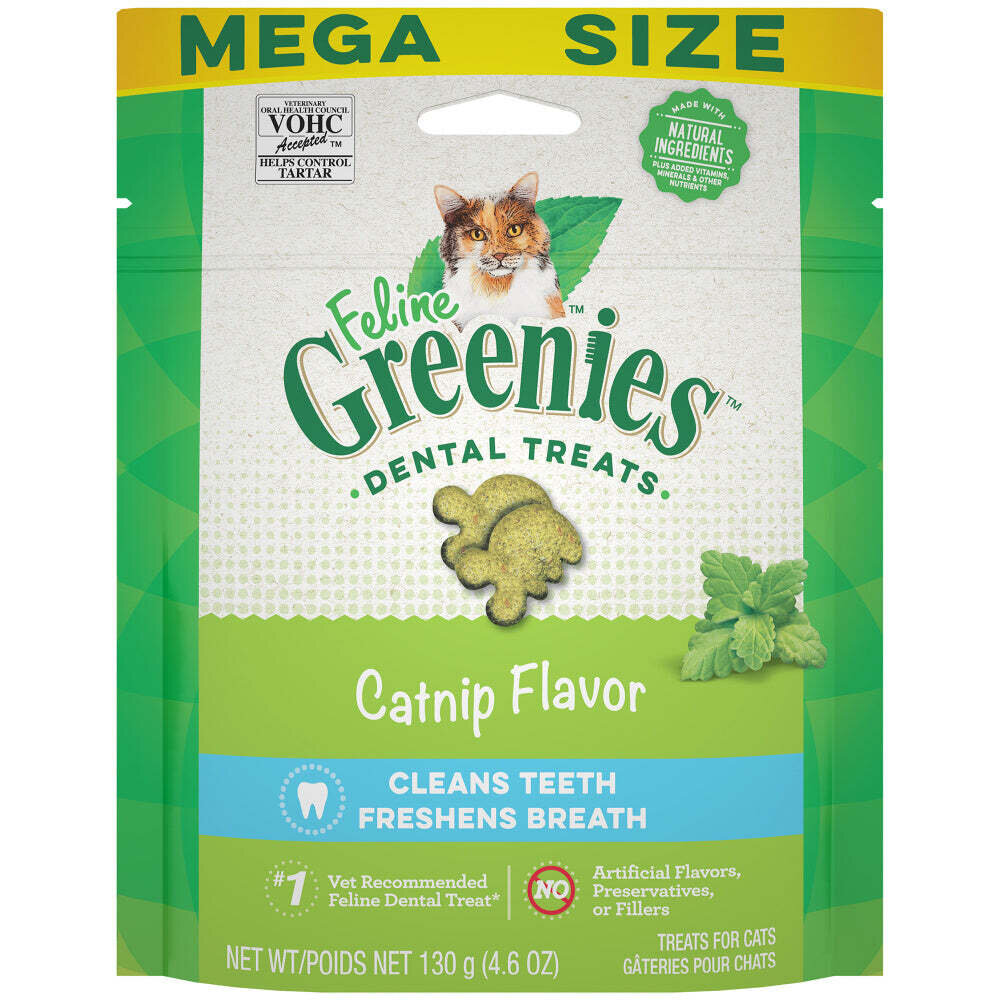 Feline Greenies Adult Natural Dental Care Catnip Flavor Cat Treats 4.6-oz Pouch