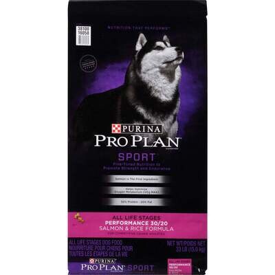 Purina Pro Plan Sport All Life Stages Performance 30/20 Salmon & Rice Formula Dry Dog Food 33-lb