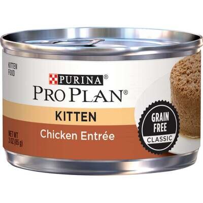 Purina Pro Plan Grain-Free Pate Chicken Entree Pull-Top Can Wet Kitten Food 3-oz, case of 24