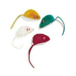 Ethical Pet Fur Mice-Cat Toys (Assorted Colors) 4 Pack