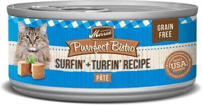 Merrick Purrfect Bistro Surf & Turf Grain Free Canned Food for Cats and Kittens 5.5-oz, case of 24