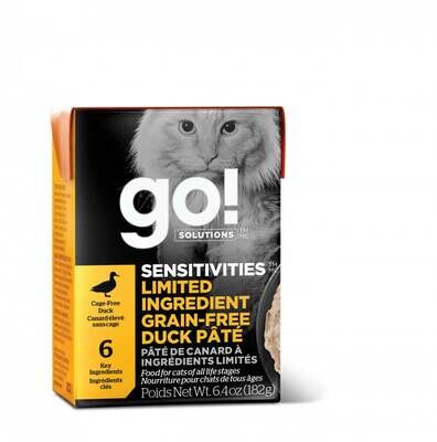 Petcurean Go! Sensitivities Limited Ingredient Grain Free Duck Pate Wet Cat Food 6.4-oz, case of 24