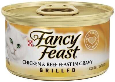 Fancy Feast Grilled Chicken and Beef Canned Cat Food 3-oz, case of 24