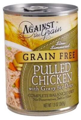 Against the Grain Pulled Chicken in Gravy Canned Dog Food 13-oz, case of 12